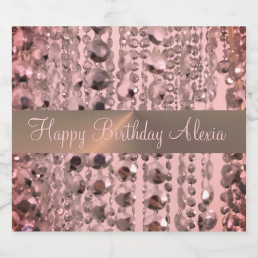 Chic Rose Blush Stringperlen Schaumweinetikett (Einzelnes Label)