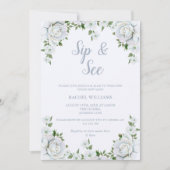 Chic Rose Border Sip & See Einladung (Vorderseite)