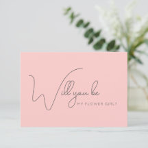 Chic Rose Calligraphy Flower Girl Vorschlag Card