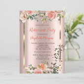 Chic Rose Diamonds Confetti Rentirement Einladung (Stehend Vorderseite)