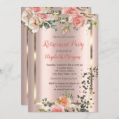 Chic Rose Diamonds Confetti Rentirement Einladung (Vorne/Hinten)