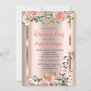 Chic Rose Diamonds Confetti Rentirement Einladung