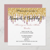 Chic Rose Dripping Gold zum Muttertag Einladung (Vorne/Hinten)