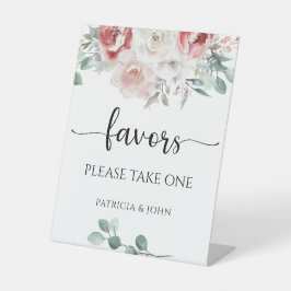 Chic Rose Elegant Floral Wedding Favors Station Sockelschild