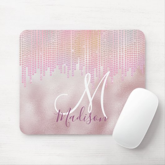Chic Rose errötet Kristall Tropfen Monogramm Mousepad (Mit Mouse)