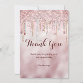 Chic Rose errush Gold Glitzer Tropfen vielen Dank Karte (Vorderseite)