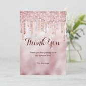 Chic Rose errush Gold Glitzer Tropfen vielen Dank Karte (Stehend Vorderseite)