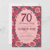 Chic Rose Floral Milestone Birthday Einladung (Vorderseite)