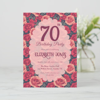 Chic Rose Floral Milestone Birthday Einladung