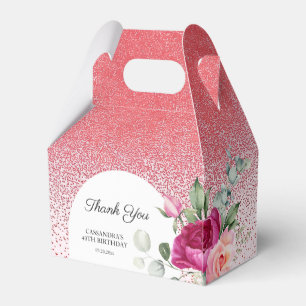 Chic Rose Floral Red Glitzer Geburtstag Geschenkschachtel