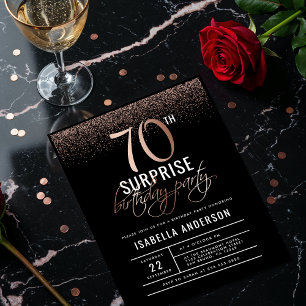 Chic Rose Gold 70. Überraschung Geburtstagsparty Einladungspostkarte