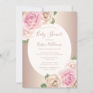 Chic Rose Gold Aquarell BläsernBaby Dusche Einladung