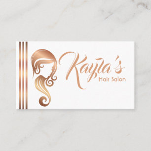 Chic Rose Gold Beauty Girl Haar- und Make-up-Salon Visitenkarte