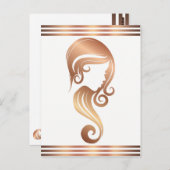 Chic Rose Gold Beauty Girl Salon Postkarte (Vorne/Hinten)