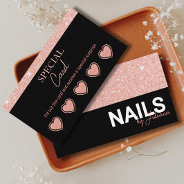 Chic Rose Gold Beauty Salon Treuekarte Visitenkarte