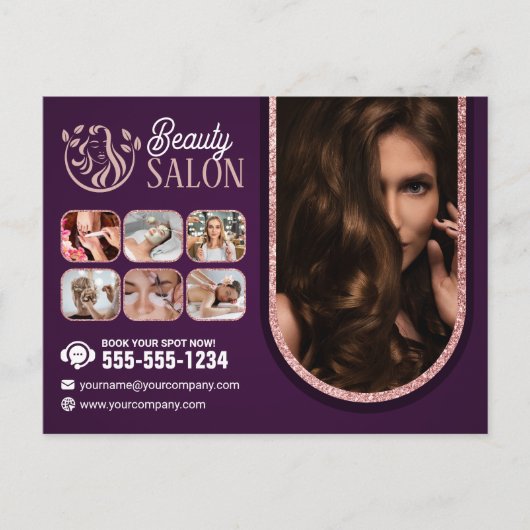 Chic Rose Gold Beauty Wellness-Center Haar Nail Ma Postkarte (Vorderseite)