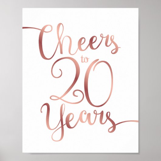 Chic Rose Gold BIS 20 JAHRE signieren Poster (Vorne)