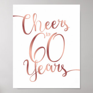 Chic Rose Gold BIS 60 JAHRE signieren Poster