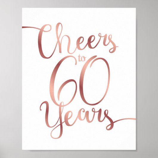 Chic Rose Gold BIS 60 JAHRE signieren Poster (Vorne)