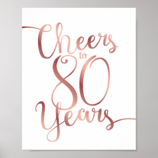 Chic Rose Gold BIS 80 JAHRE signieren Poster