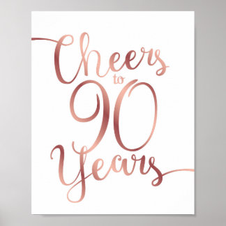 Chic Rose Gold BIS 90 JAHRE signieren Poster