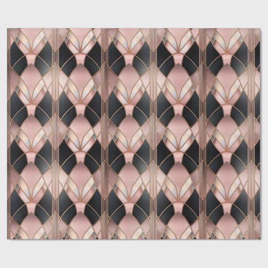 Chic Rose Gold Black Abstrakt Geschenkpapier (Flach)