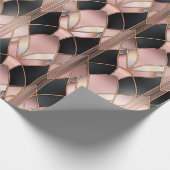 Chic Rose Gold Black Abstrakt Geschenkpapier (Ecke)