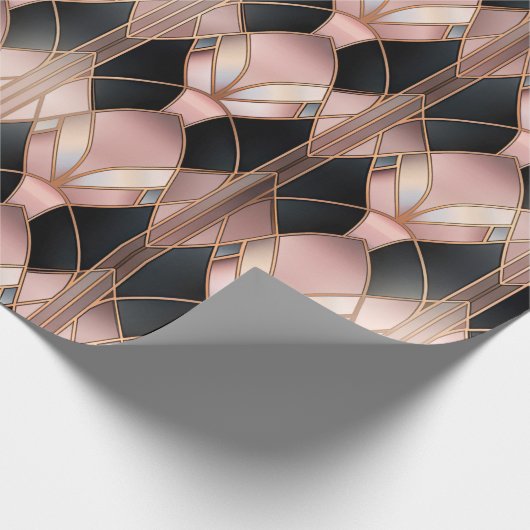 Chic Rose Gold Black Abstrakt Geschenkpapier (Ecke)