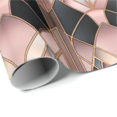 Chic Rose Gold Black Abstrakt Geschenkpapier (Rolleneckpunkt)
