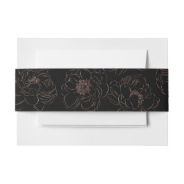 Chic Rose Gold Black Floral Wedding Einladungsbanderole