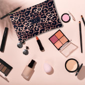 Chic Rose Gold Black Leopard Print Mit Monogramm Zubehörtasche