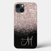 Chic Rose Gold & Black Monogram Case-Mate iPhone Hülle (Rückseite)