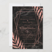 Chic Rose Gold Blätter Geometrisches Muster Hochze Einladung (Vorderseite)