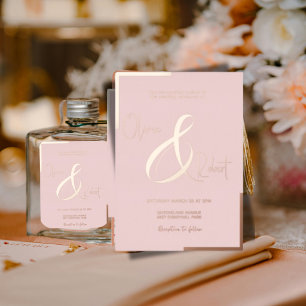 Chic Rose Gold Blush Foil Einladungskarte Folien Feiertagskarte