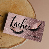 Chic Rose Gold Blush Pink Glitzer Lashes Visitenkarte