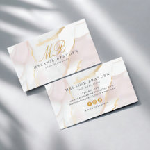Chic Rose Gold Blush Pink Marmor Monogramm