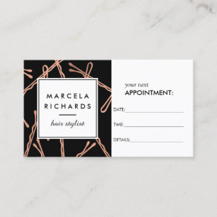 Chic Rose Gold Bobby Buttone auf Black Appointing Terminkarte