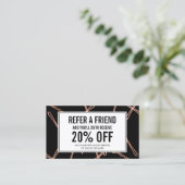 Chic Rose Gold Bobby Buttone auf Black Refercard Empfehlungskarte (Stehend Vorderseite)