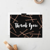 Chic Rose Gold Bobby Buttone Black Danke Mitteilungskarte (Vorderseite/Rückseite Beispiel)