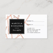 Chic Rose Gold Bobby Buttone Friseur Empfehlungska Empfehlungskarte (Rückseite)