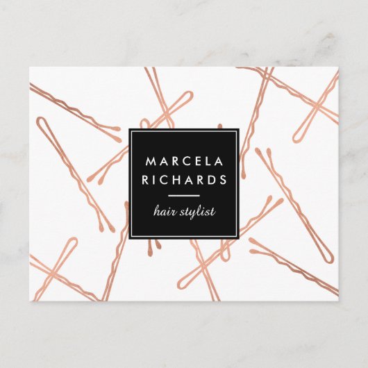 Chic Rose Gold Bobby Buttone Friseur Stylistische  Postkarte (Vorderseite)