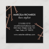 Chic Rose Gold Bobby Buttone Friseur Stylistische Quadratische Visitenkarte (Rückseite)