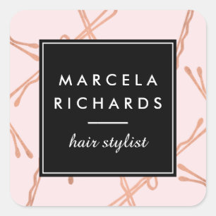 Chic Rose Gold Bobby Buttone Friseur Stylistische  Quadratischer Aufkleber