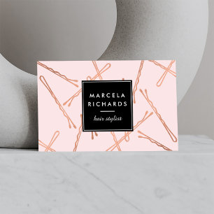 Chic Rose Gold Bobby Buttone Friseur Stylistische Visitenkarte