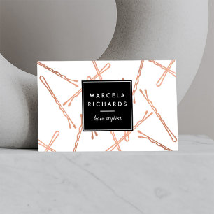 Chic Rose Gold Bobby Buttone Friseur Stylistische Visitenkarte