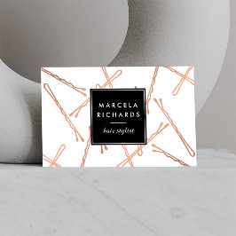 Chic Rose Gold Bobby Buttone Friseur Stylistische  Visitenkarte