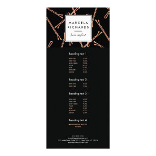 Chic Rose Gold Bobby Buttone Friseur Stylistische Werbekarte