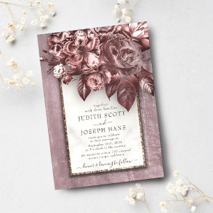 Chic Rose Gold Bouquet Hochzeitsvorlage Einladung