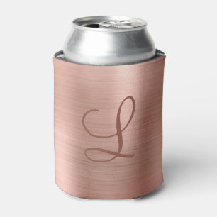 Chic Rose Gold Brushed Metal Monogram Dosenkühler