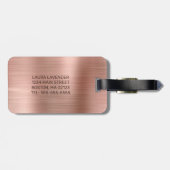 Chic Rose Gold Brushed Metal Monogram Gepäckanhänger (Rückseite horizontal)